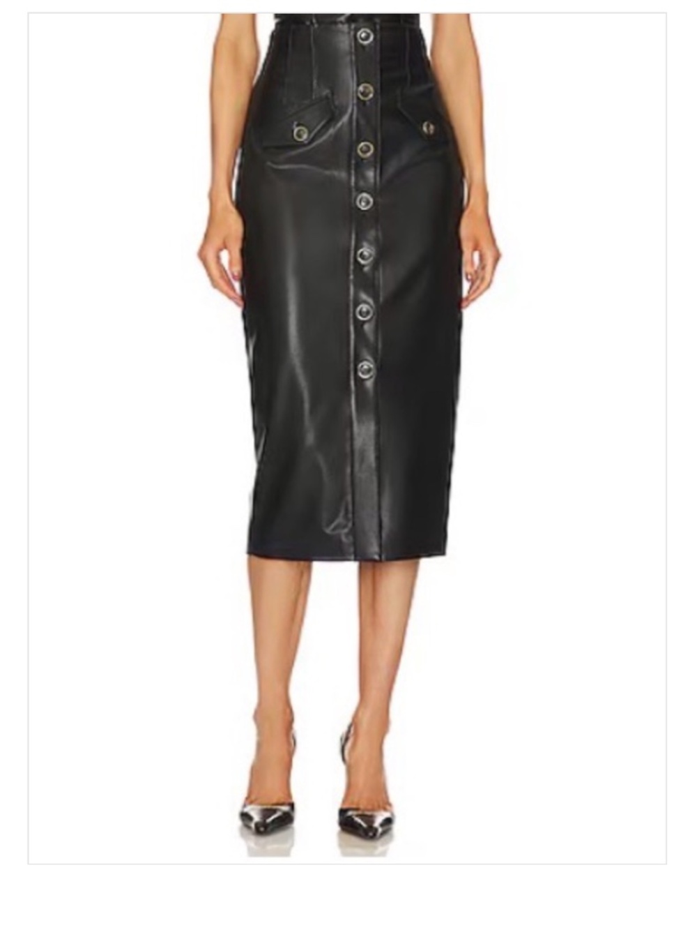 Veronica Beard “Barrie” Faux Leather Midi Skirt